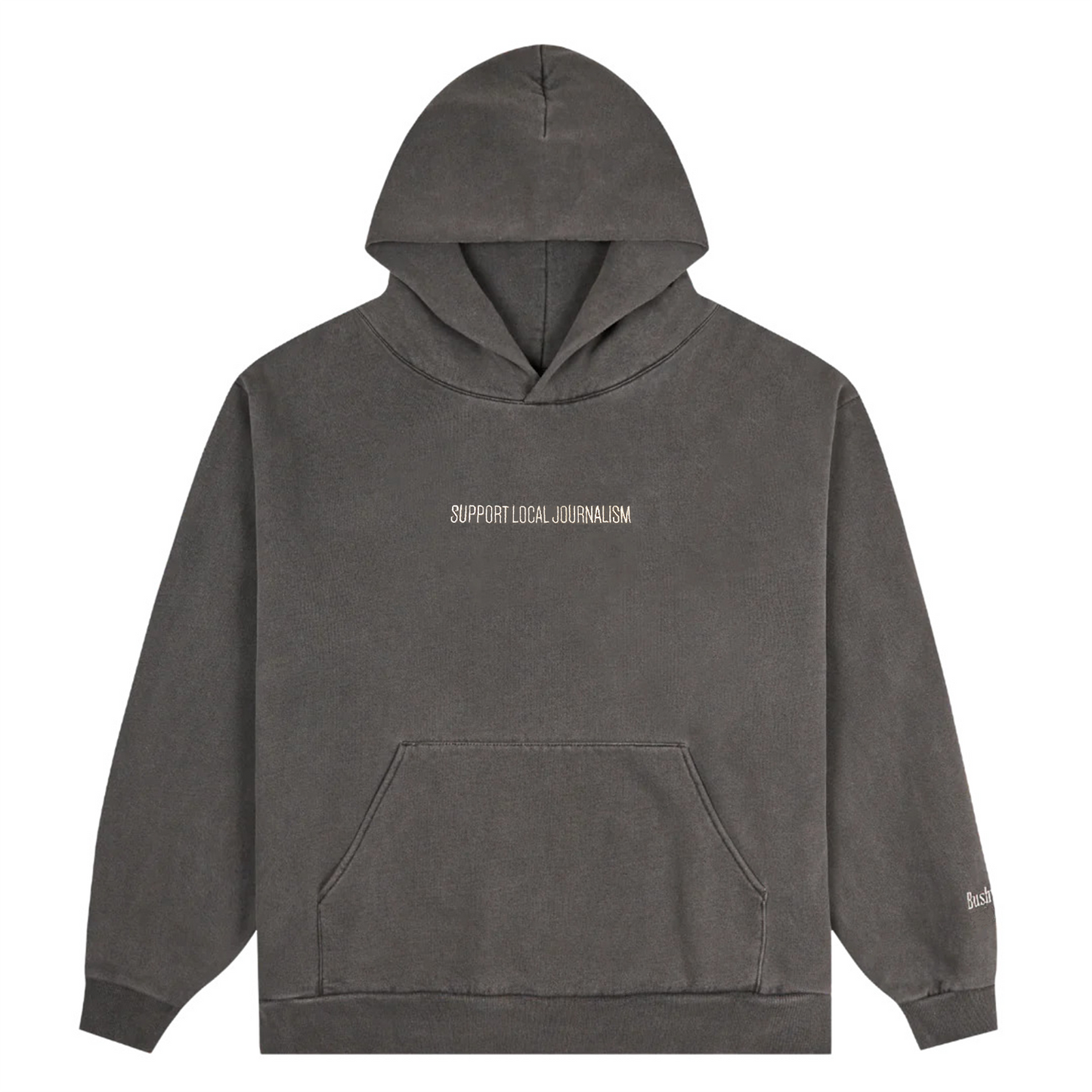 Embroidered Support Local Journalism Hoodie - Faded Black