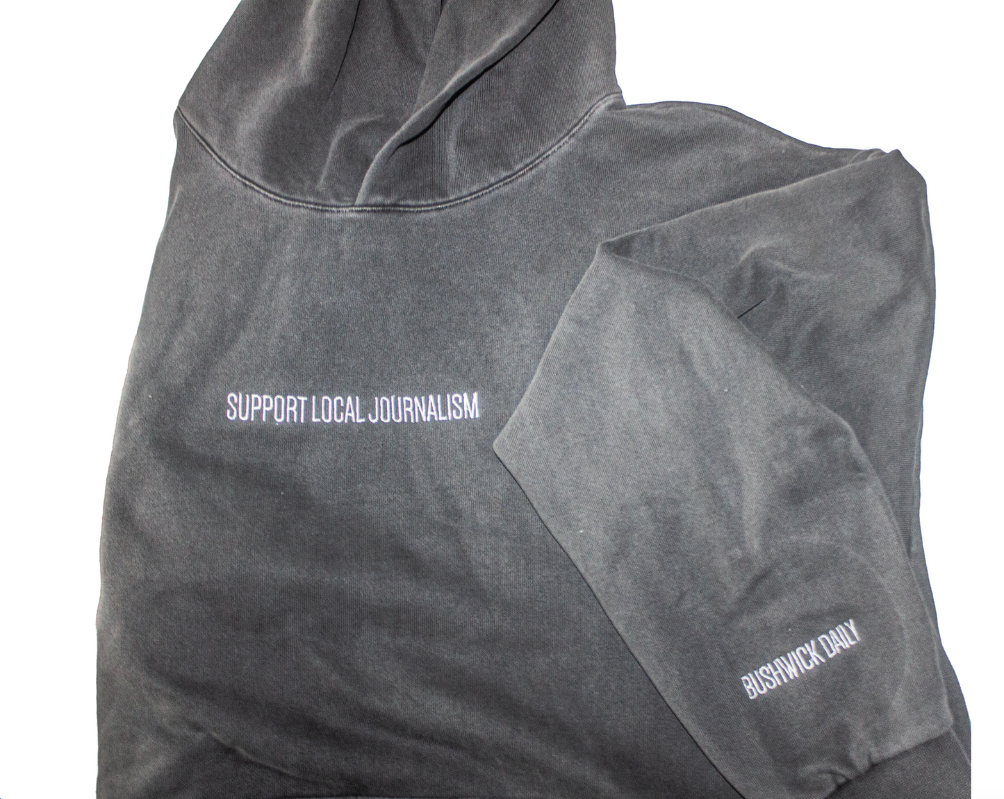 Embroidered Support Local Journalism Hoodie - Faded Black