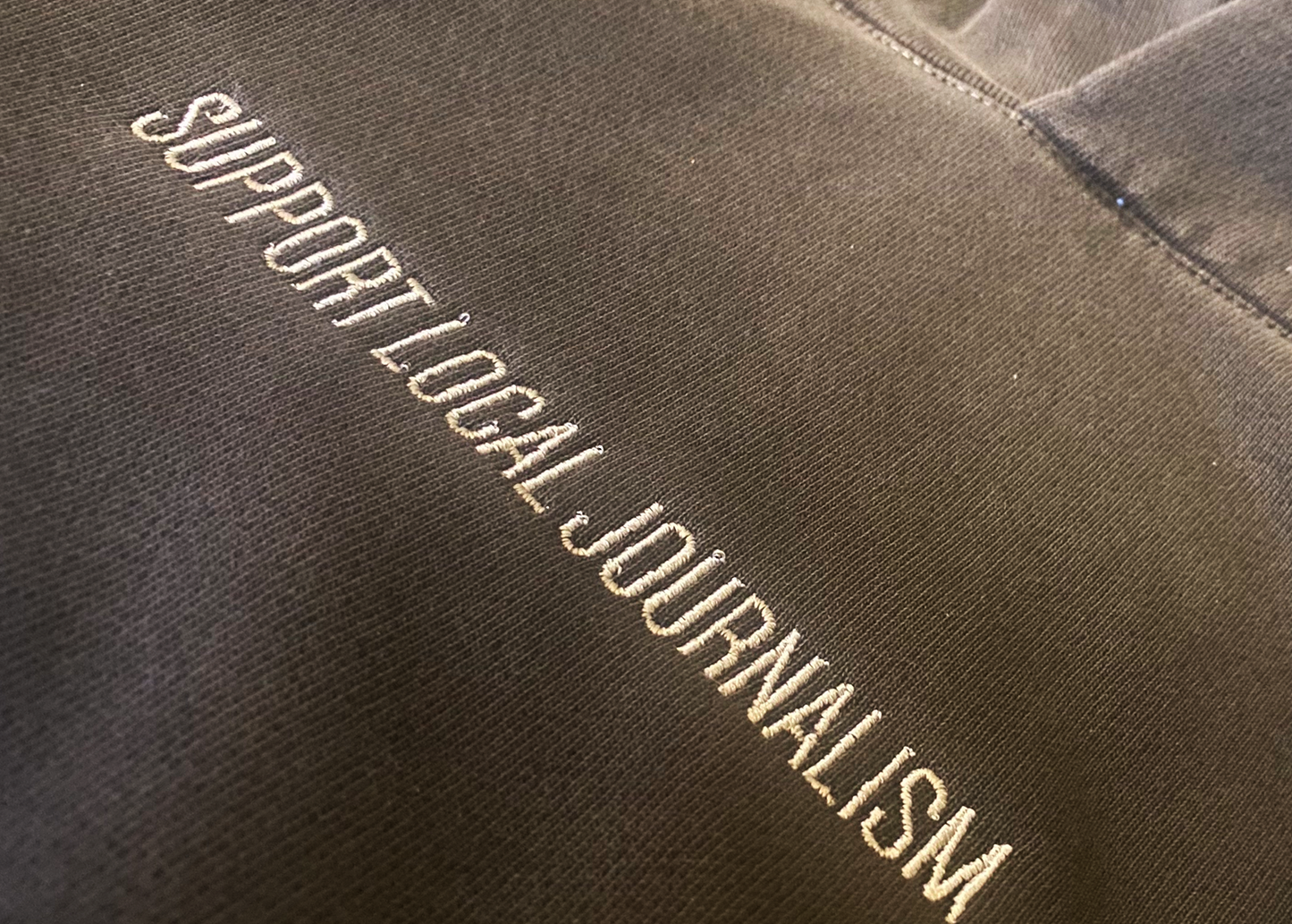 Embroidered Support Local Journalism Hoodie - Faded Black